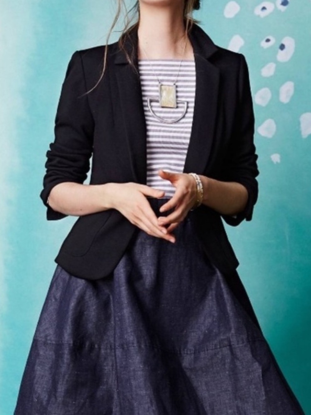 Cartonnier for Anthropologie Tessa Textured Ponte Knit Black Blazer